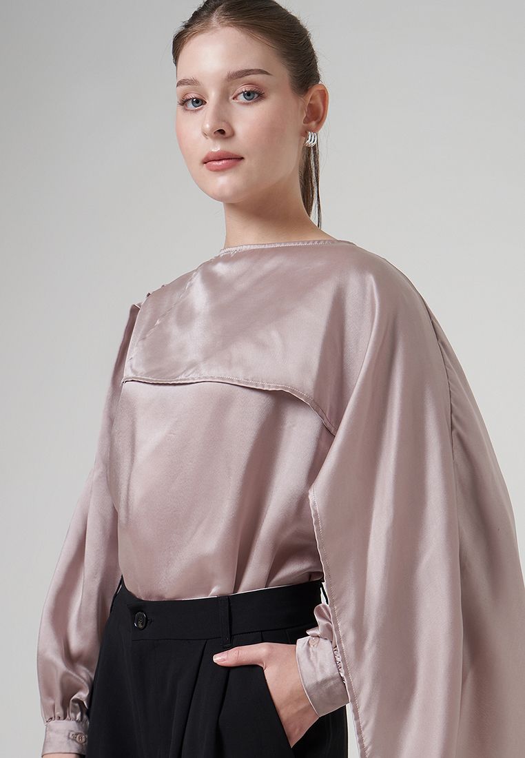 V-Neck Cuff Blouse — White
